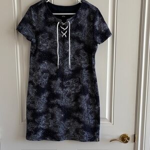 Tommy Hilfger Navy Paisley Lace-Up Dress L